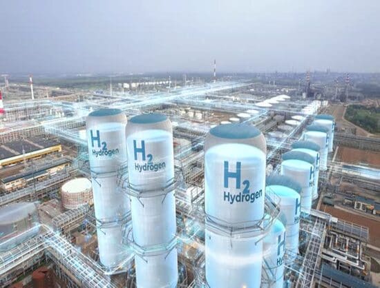 Filling tanks with hydrogen animation, renewable energy production factory plant. Motion graphics concept of hydrogen filling.